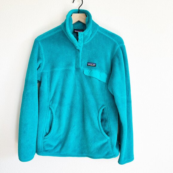 Patagonia Tops - Patagonia Re-Tool Snap-T Fleece L Teal Blue Polartec Pullover Sweatshirt